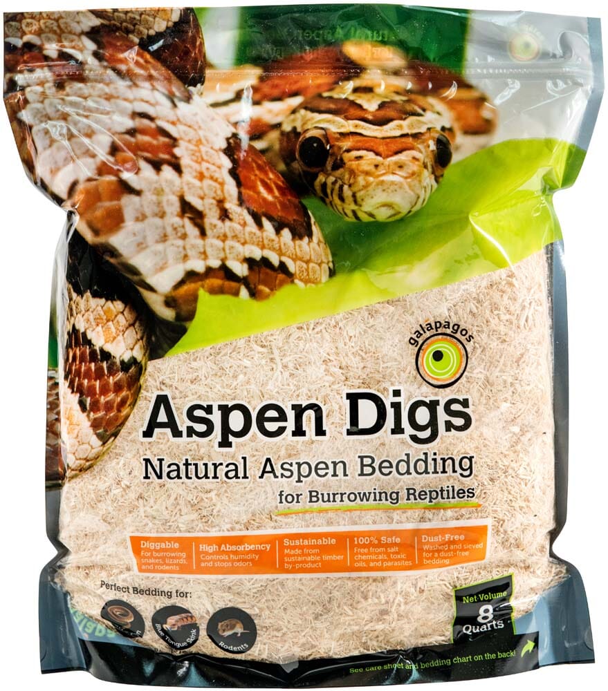 Galapagos Aspen Digs Natural Aspen Bedding Substrate Tan - 8 Qt  
