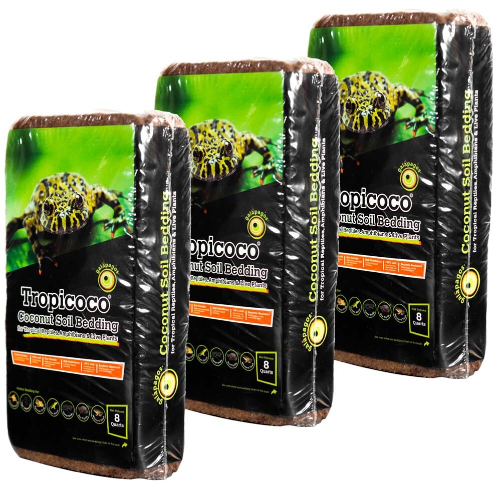 Galapagos Tropicoco Coconut Soil Bedding Substrate Brick - Brown - 8 qt - 3 Pack  