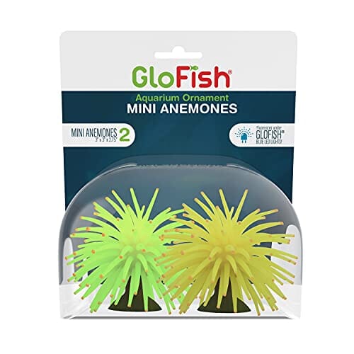Glofish Anemone Resin Aquatics Decoration - Yellow and Green - Mini - 2Pk  