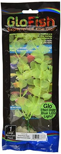 Glofish Fluorescent Single-Color Plastic Aquarium Plant - Yellow - Large
