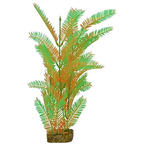 Glofish Plastic Aquarium Plant - Green and Orange - Extra Large  