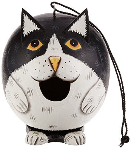 Gord-O Cat Bird House - Black/White - 7 X 5.5 X 5.5 In  