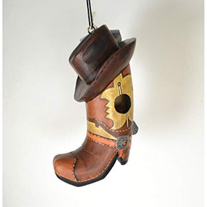 Gord-O Cowboy Boot with Hat Bird House - Brown - 3 X 7 X 10 In