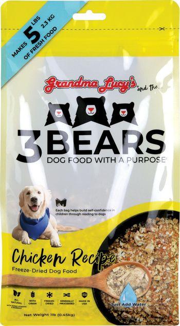 Grandma Lucy's 3 Bears Chicken Dog Food Freeze-Dried Dog Food - 1 lb  