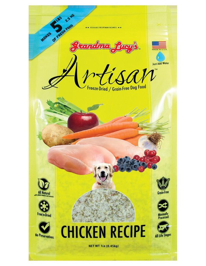 Grandma Lucy's Artisan Grain-Free Chicken Freeze-Dried Dog Food - 1 lb Bag