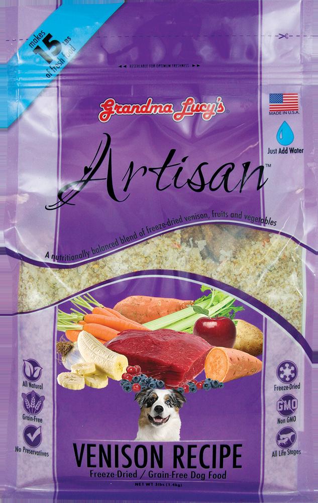 Grandma Lucy's Artisan Grain-Free Venison Freeze-Dried Dog Food - 3 lb Bag  