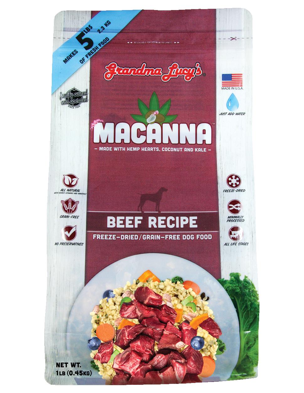 Grandma Lucy's Macanna Grain-Free Beef Freeze-Dried Dog Food - 3 lb Bag  