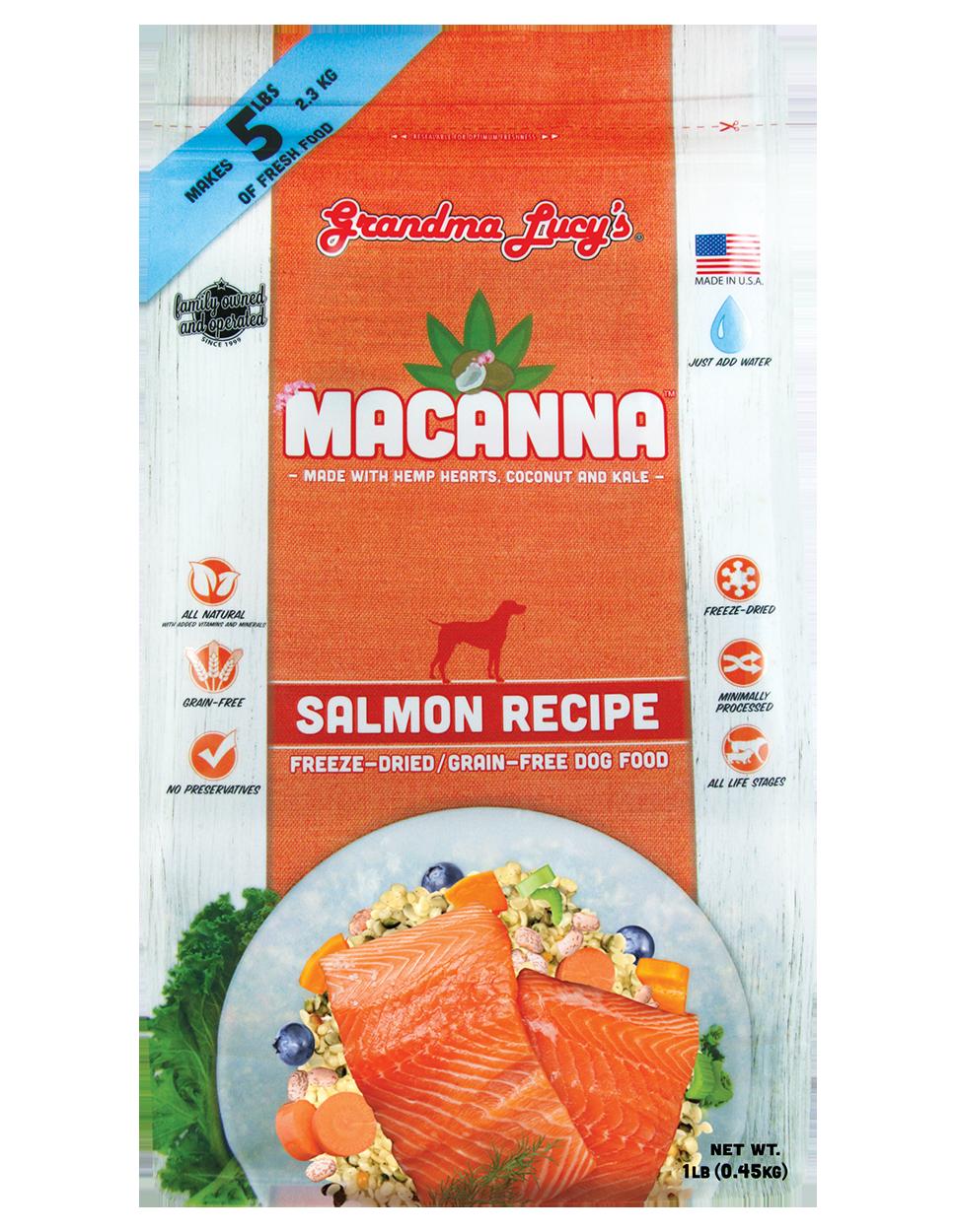 Grandma Lucy's Macanna Grain-Free Salmon Freeze-Dried Dog Food - 1 lb Bag  