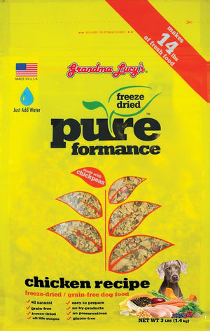 Grandma Lucy's PureFormance Grain-Free Chicken Freeze-Dried Dog Food - 3 lb Bag