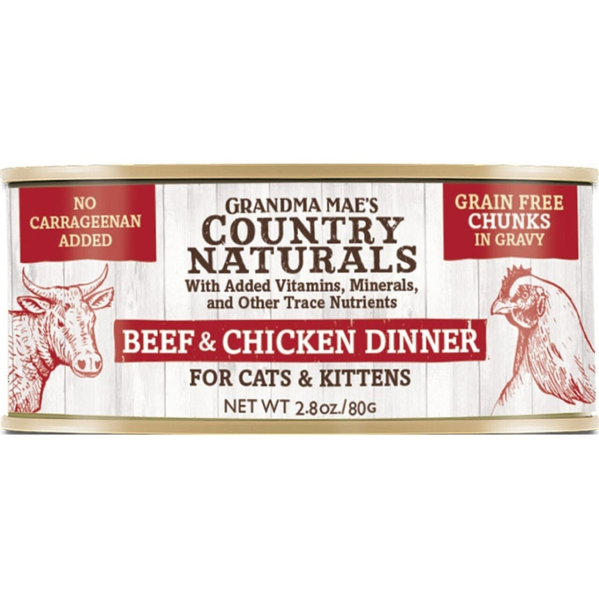 Grandma Mae's Country Naturals Cat Chunk Grain-Free Beef Chicken - 2.8 Oz - Case of 24  