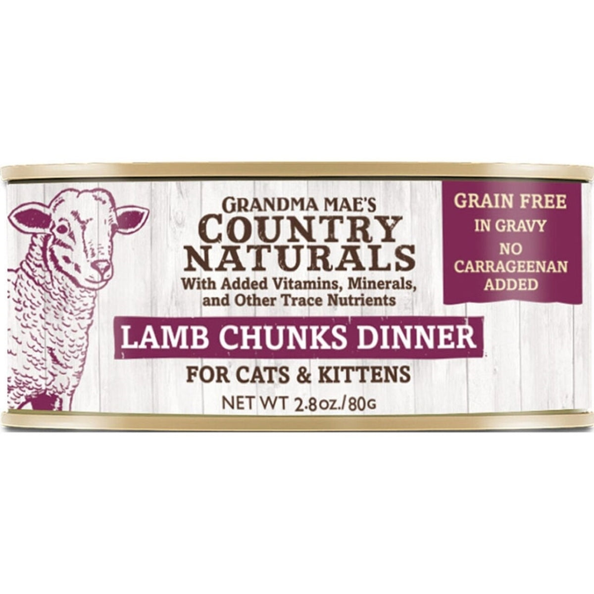 Grandma Mae's Country Naturals Cat Chunk Grain-Free Lamb - 2.8 Oz - Case of 24  