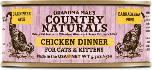 Grandma Mae's Country Naturals Cat Pate Grain-Free Chicken - 5.5 Oz - Case of 24  