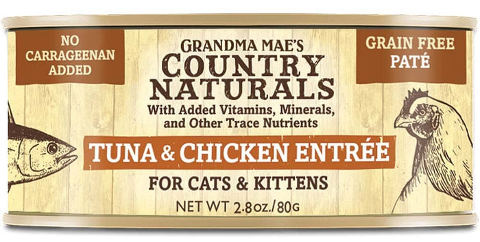 Grandma Mae's Country Naturals Cat Pate Grain-Free Chicken Tuna - 2.8 Oz - Case of 24