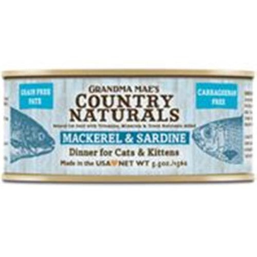 Grandma Mae's Country Naturals Cat Pate Grain-Free Mackerel Sardine - 5.5 Oz - Case of 24  