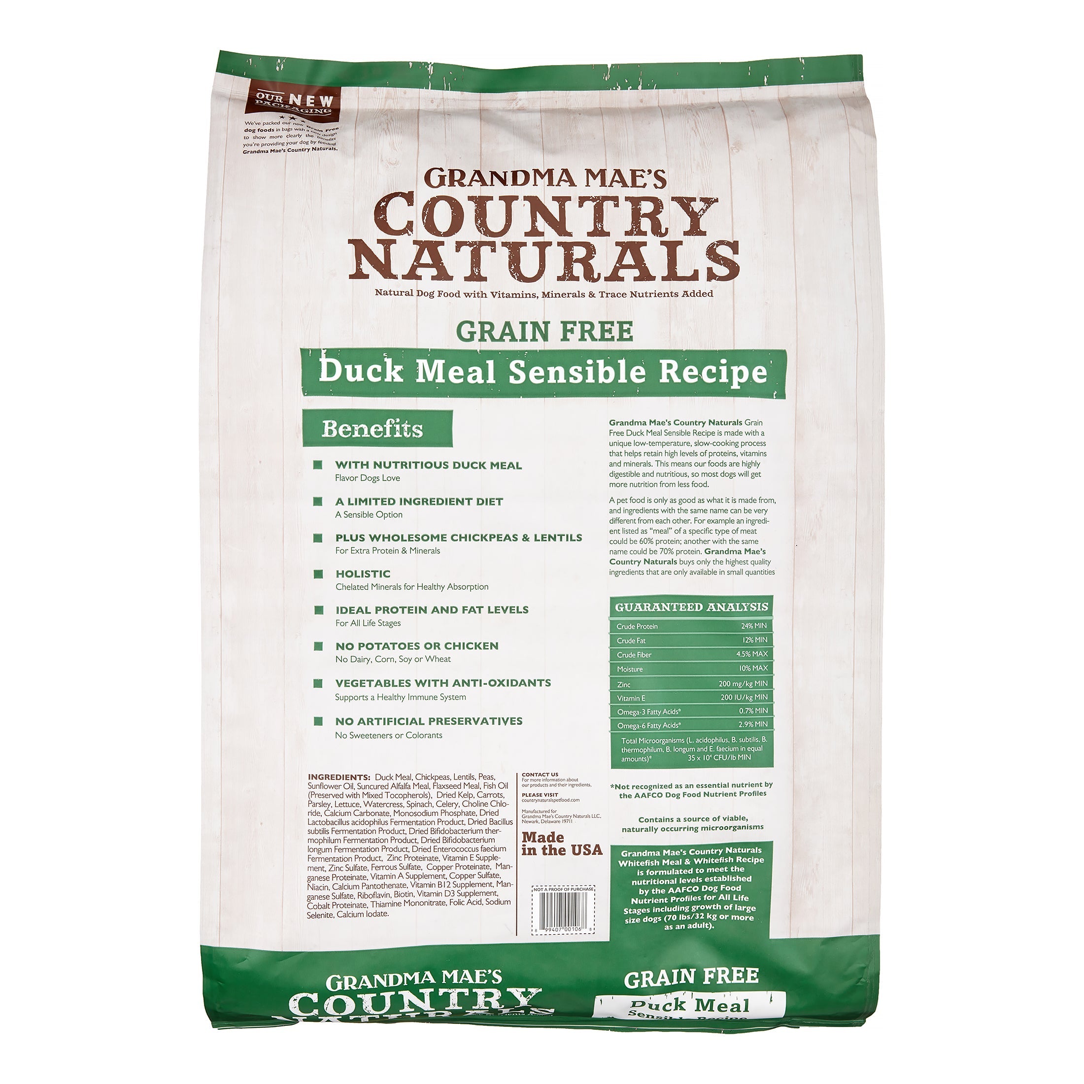 Grandma Mae's Country Naturals Dog Limited Ingredient Diet Grain-Free Duck - 25 lbs  