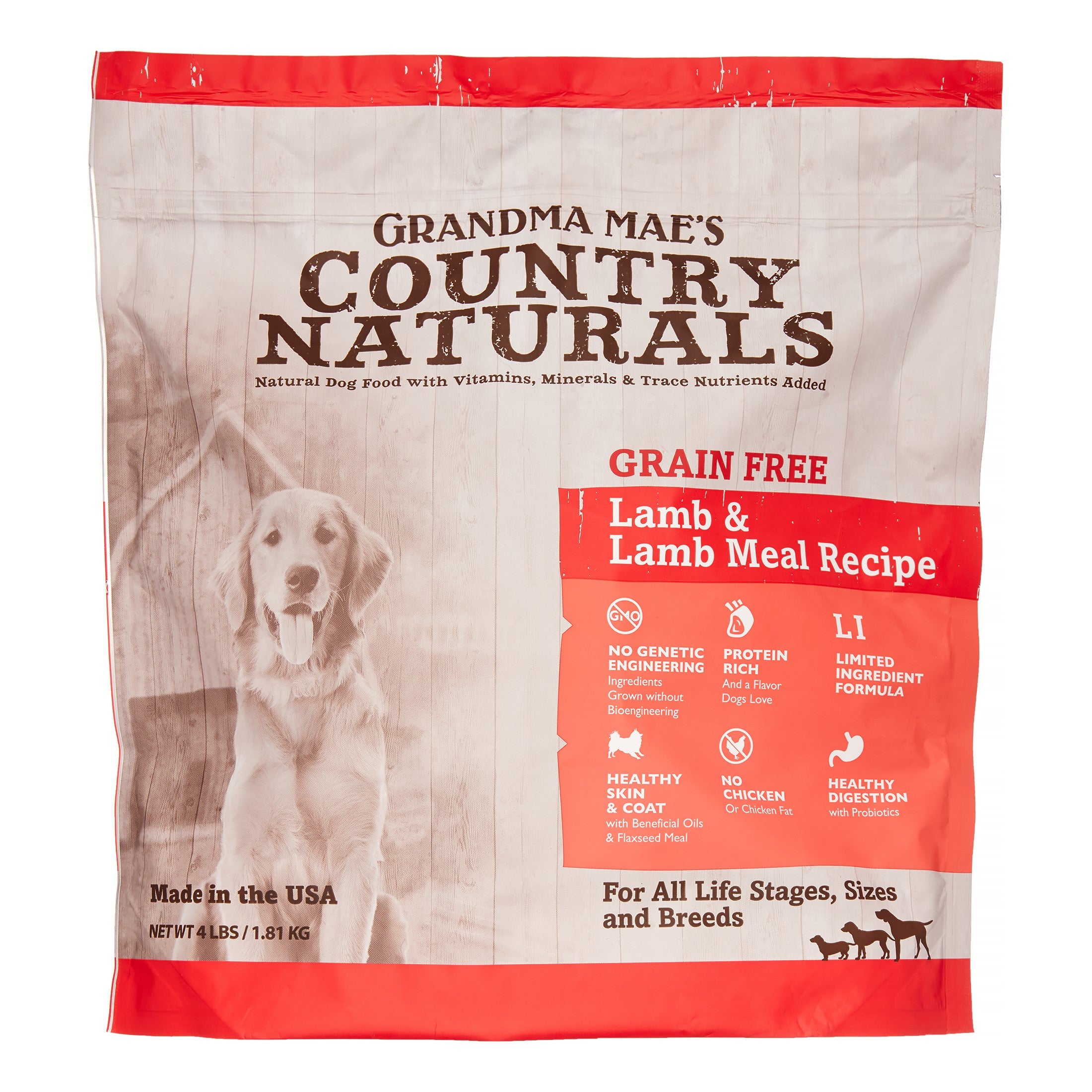 Grandma Mae's Country Naturals Dog Limited Ingredient Diet Grain-Free Lamb - 4 lbs  