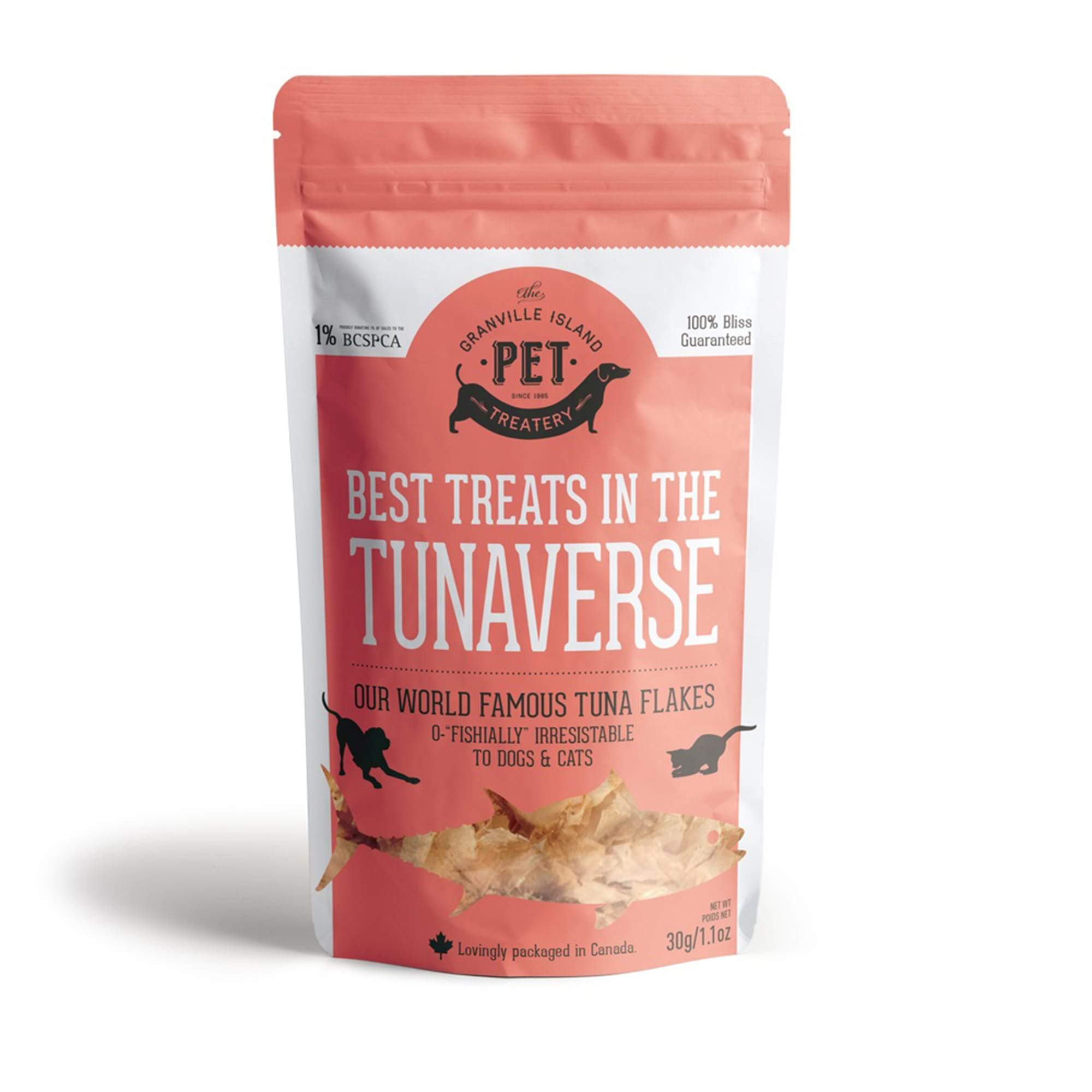 Granville Island Pet Treatery Tuna Flakes Dehydrated Dog and Cat Treats - Standard 1.1 oz Bag  