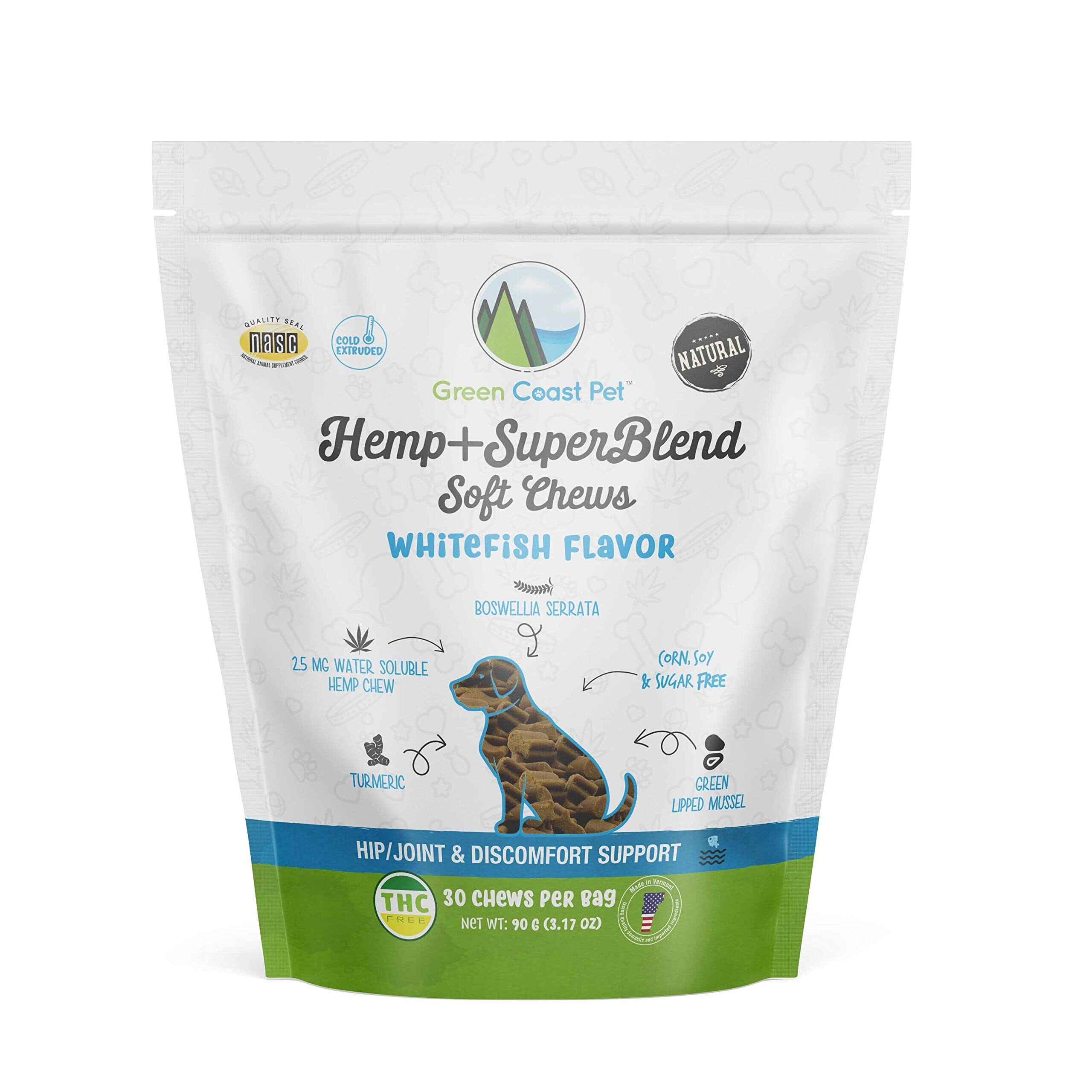 Green Coast Pet Hemp + SuperBlend Fish Flavored Soft Dog Chews - 3.17 Oz  