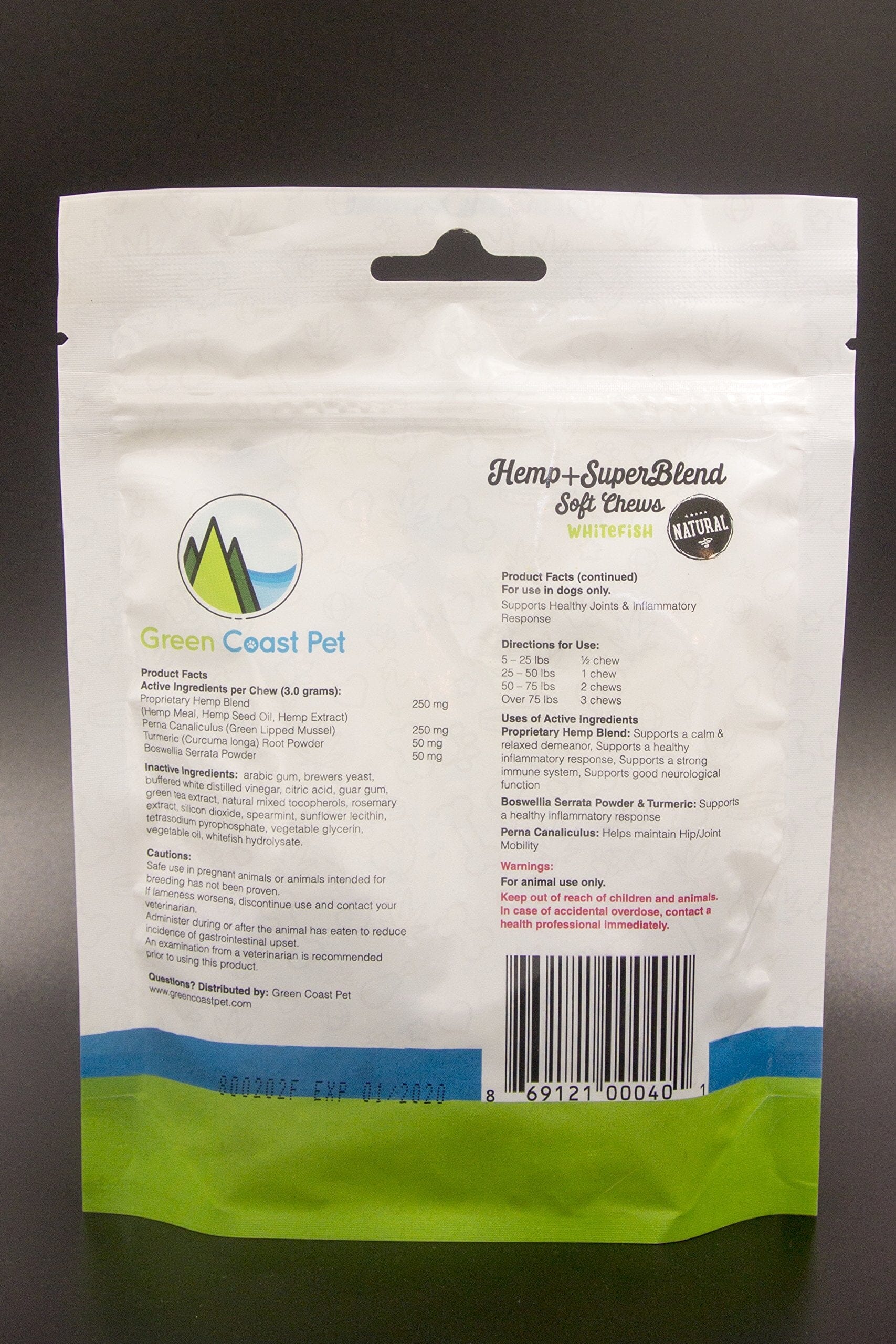 Green Coast Pet Hemp + SuperBlend Fish Flavored Soft Dog Chews - 3.17 Oz  