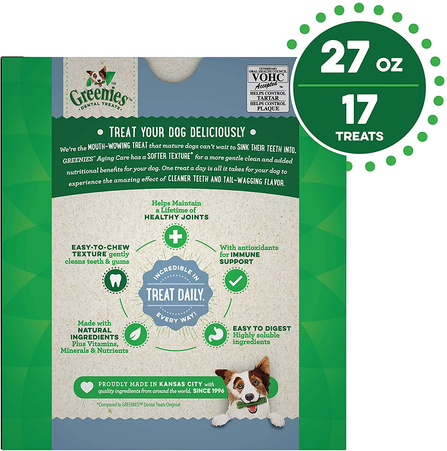 Greenies Aging Care Large Tub Treat Pack Dental Dog Treats - 27 oz  