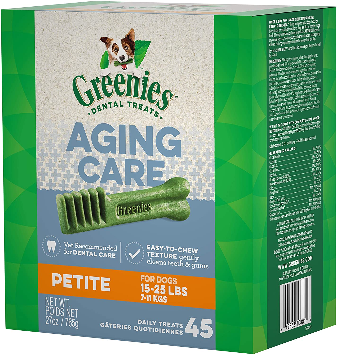 Greenies Aging Care Petite Tub Treat Pack Dental Dog Treats - 27 oz  