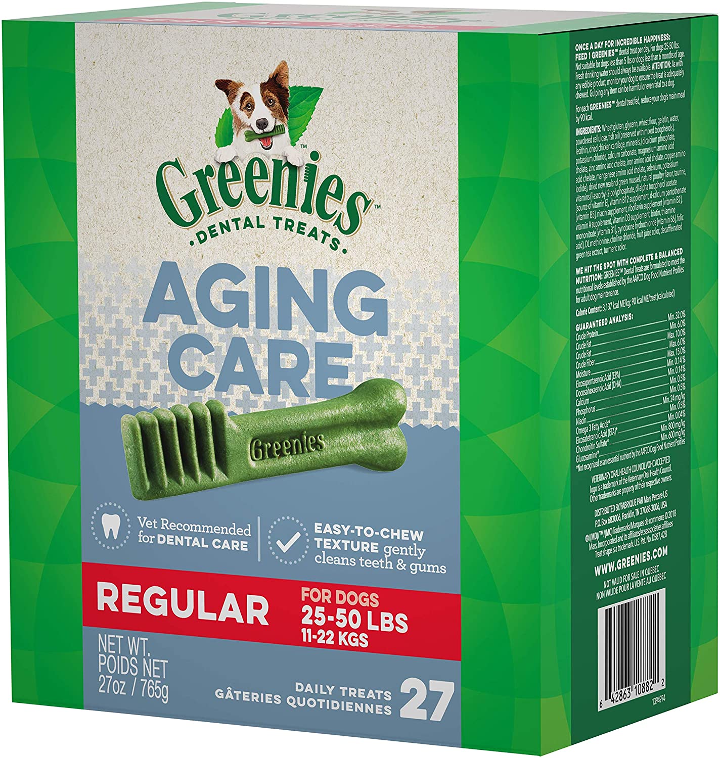 Greenies Aging Care Regular Tub Treat Pack Dental Dog Treats - 27 oz  