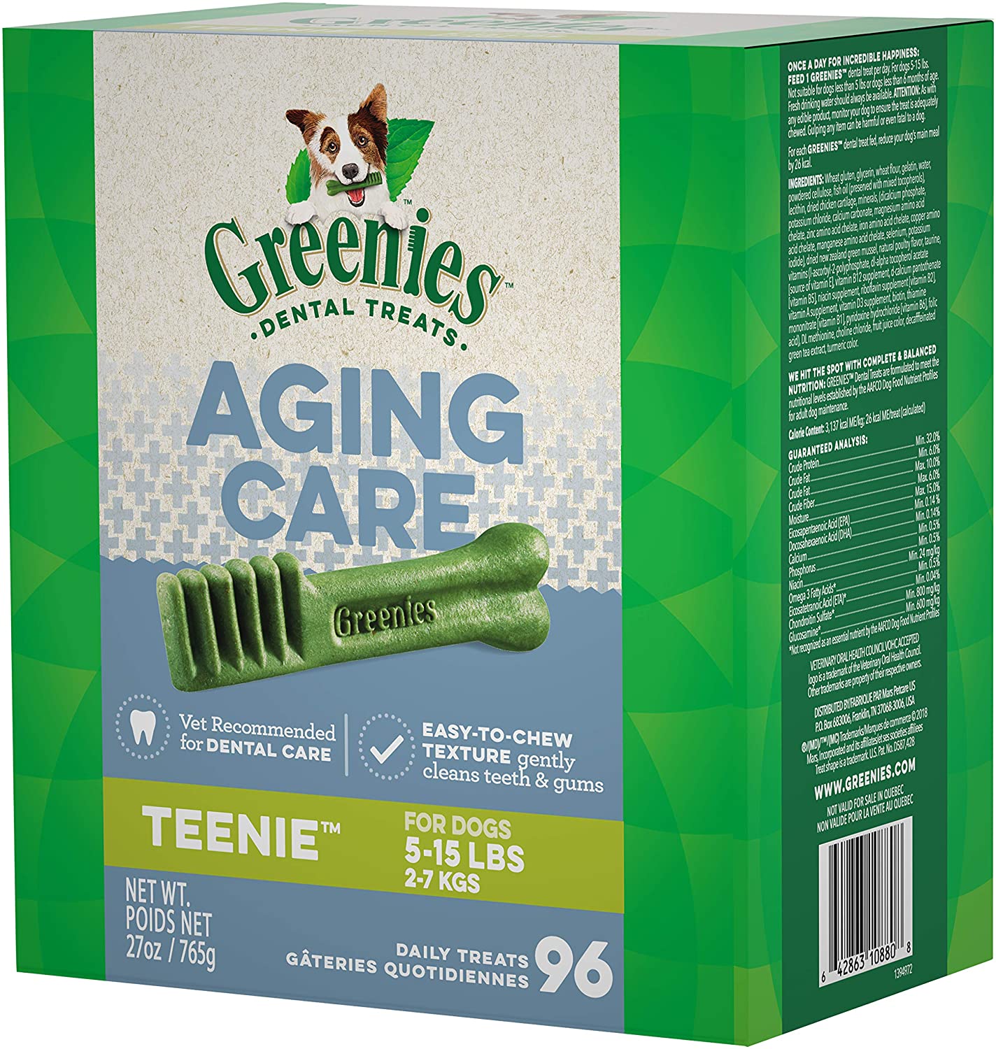 Greenies Aging Care Teenie Tub Treat Pack Dental Dog Treats - 27 oz  