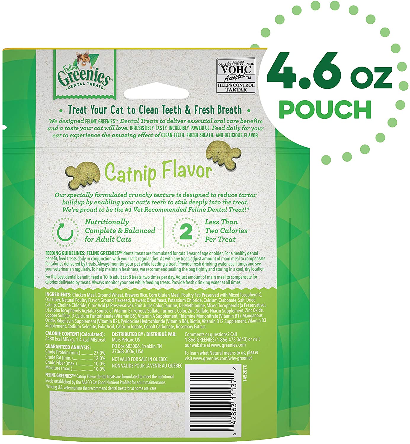 Greenies Feline Catnip Dental Cat Treats - 4.6 oz  