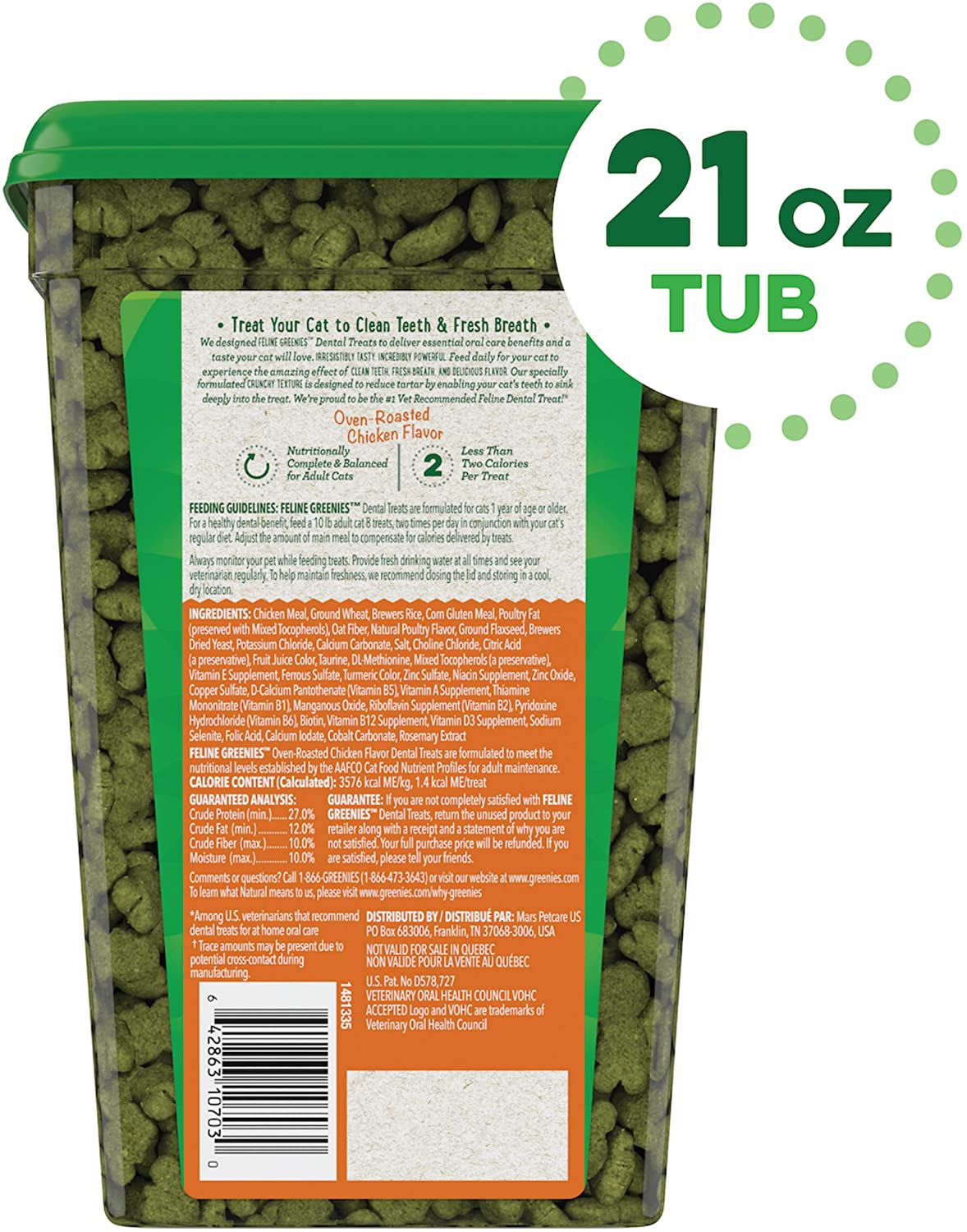 Greenies Feline Chicken Dental Cat Treats - 21 oz  