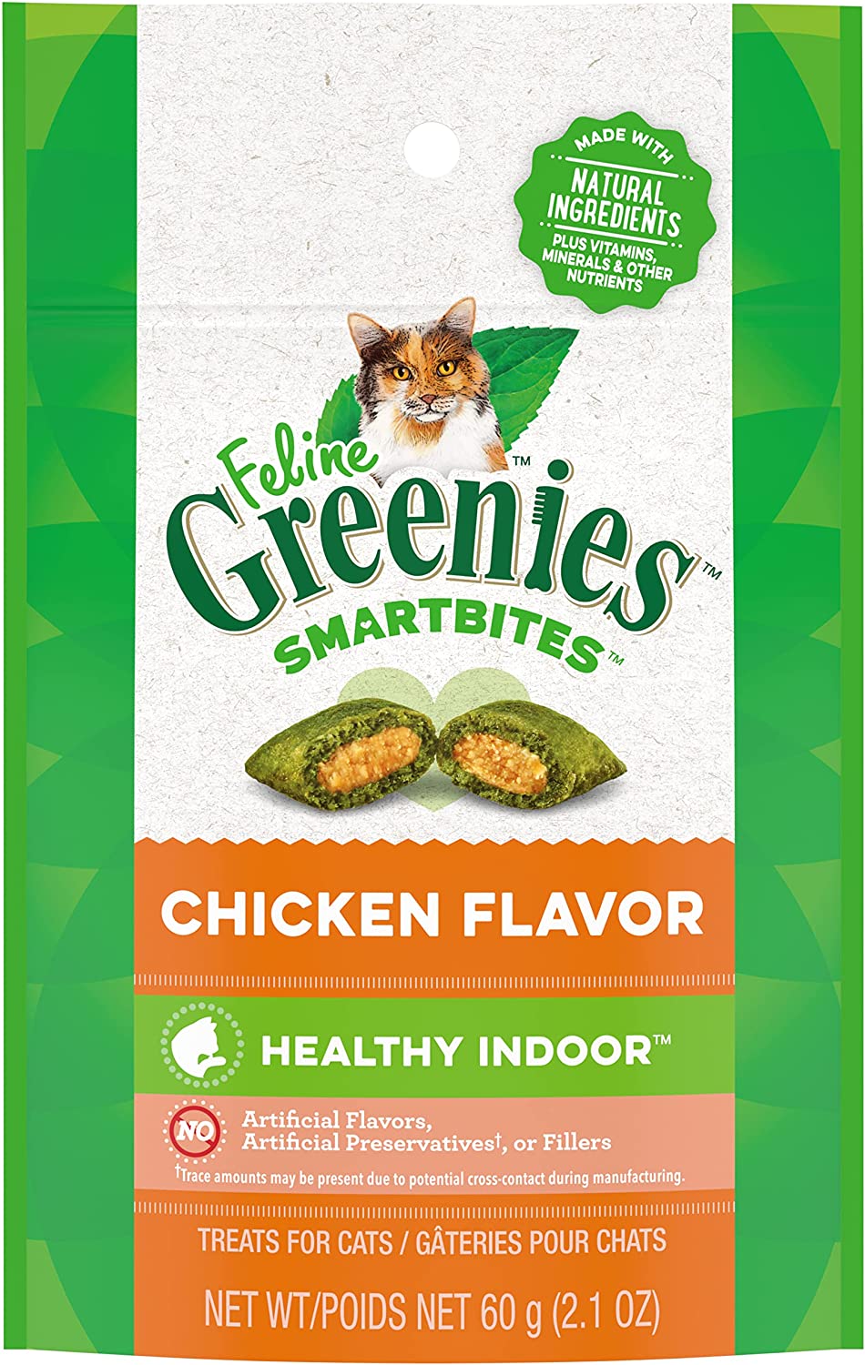 Greenies Feline SmartBites Hairball Control Chicken Dental Cat Treats - 2.1 oz  