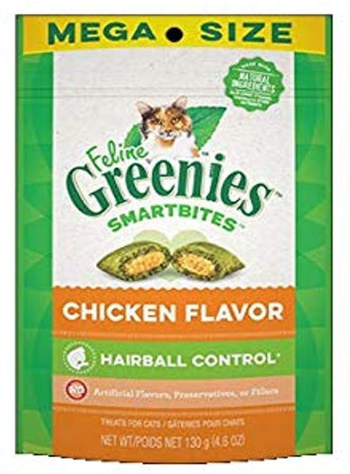 Greenies Feline SmartBites Hairball Control Chicken Dental Cat Treats - 4.6 oz  