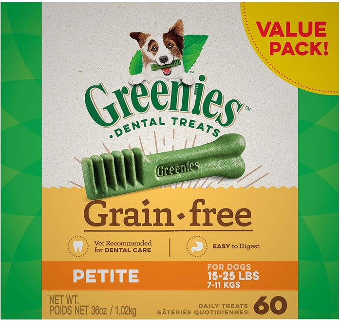 Greenies Grain Free Petite Tub Treat Pack Dental Dog Treats - 36 oz