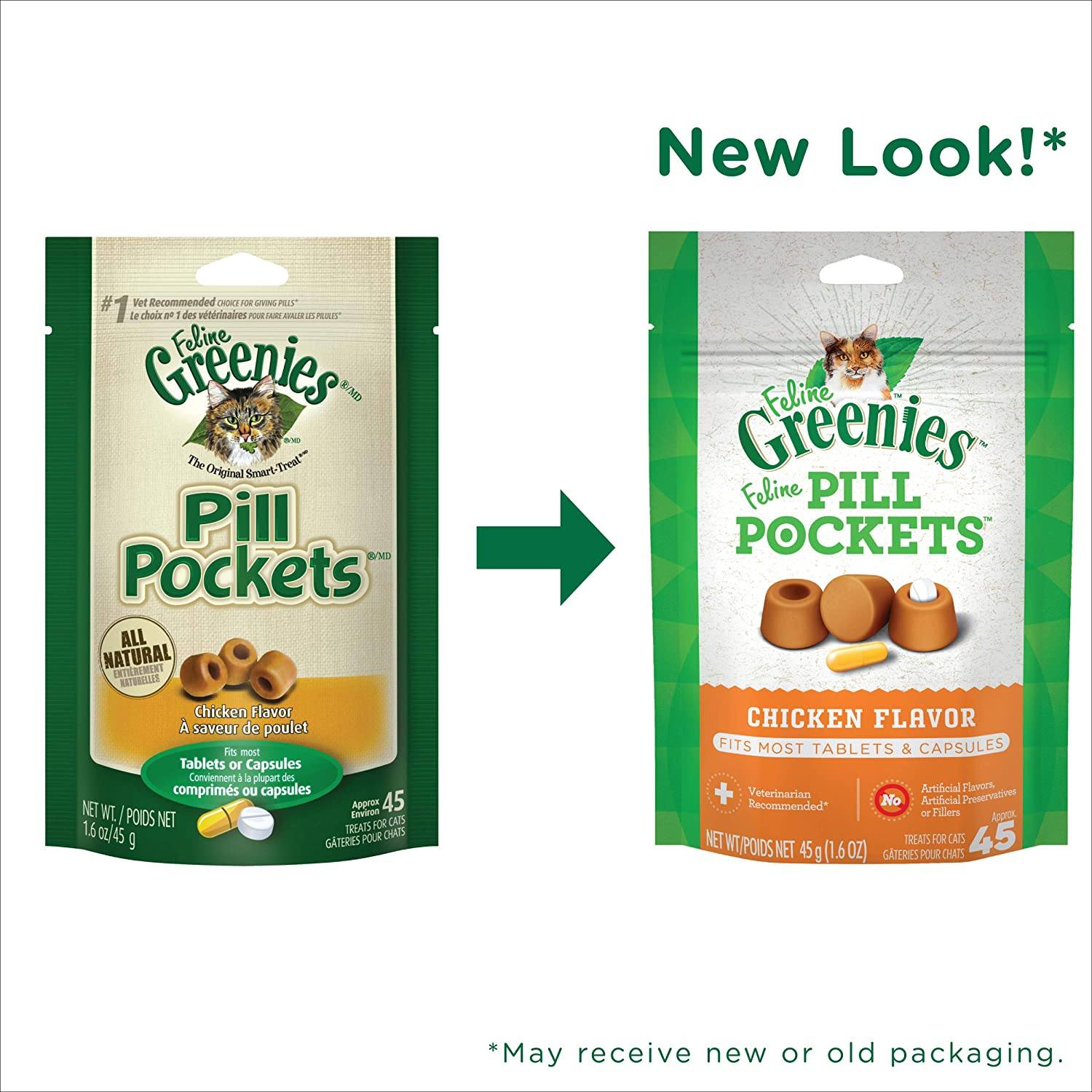 Greenies Pill Pockets for Cats Chicken Treats - 1.6 oz - 45 Count  