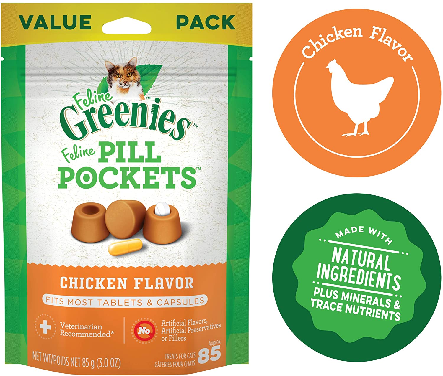 Greenies Pill Pockets for Cats Chicken Treats - 3 oz  