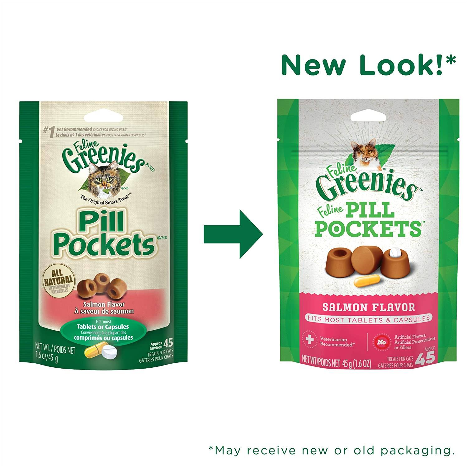 Greenies Pill Pockets for Cats Salmon Treats - 1.6 oz - 45 Count  