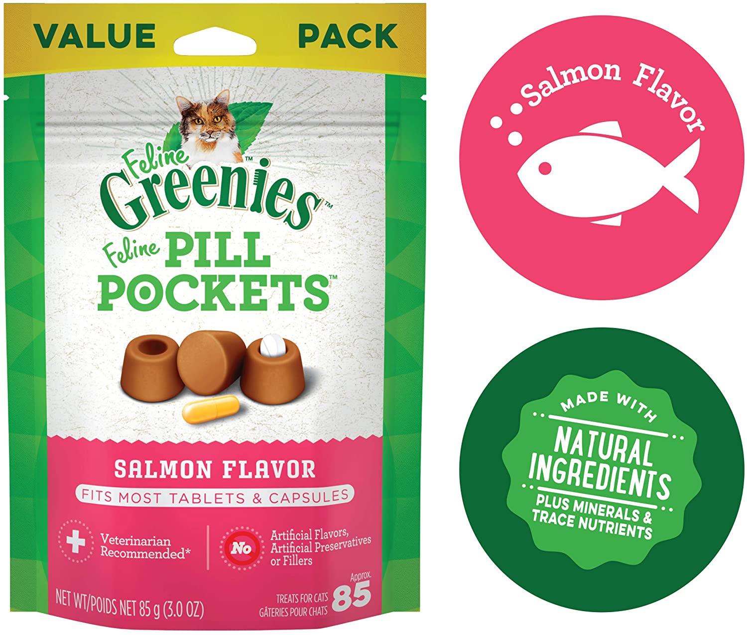 Greenies Pill Pockets for Cats Salmon Treats - 3 oz  