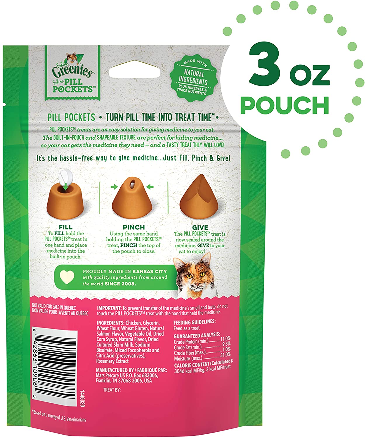 Greenies Pill Pockets for Cats Salmon Treats - 3 oz  