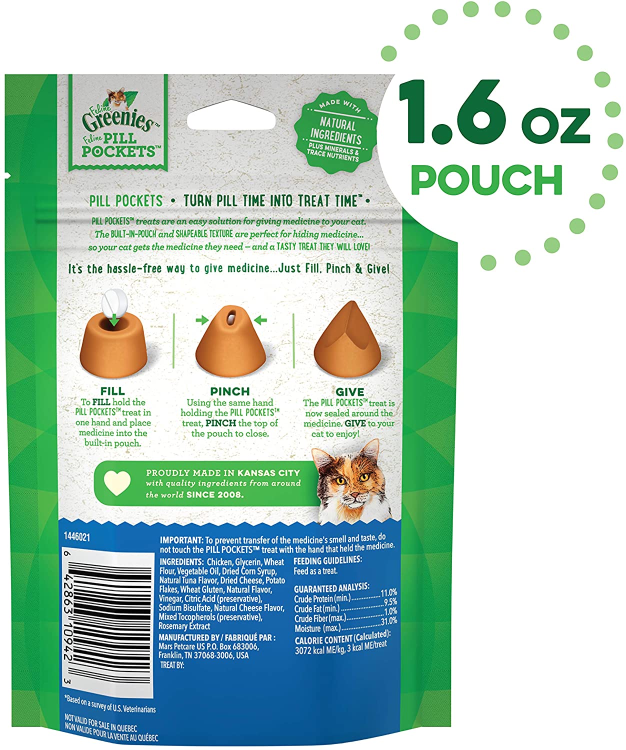 Greenies Pill Pockets for Cats Tuna/Cheese Treats - 1.6 oz - 45 Count  