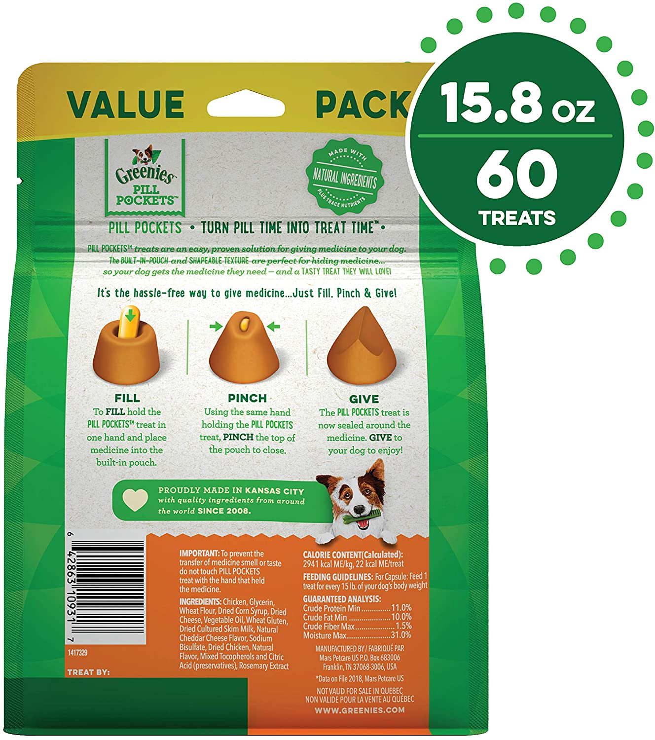 Greenies Pill Pockets for Dogs Cheese Capsule Value Bag - 15.8 oz  