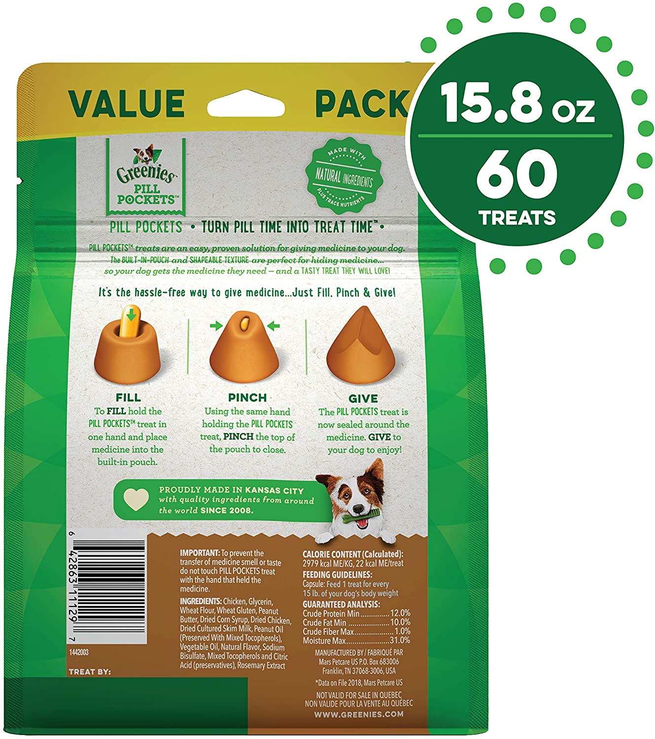 Greenies Pill Pockets for Dogs Peanut Butter Capsule Value Bag - 15.8 oz  