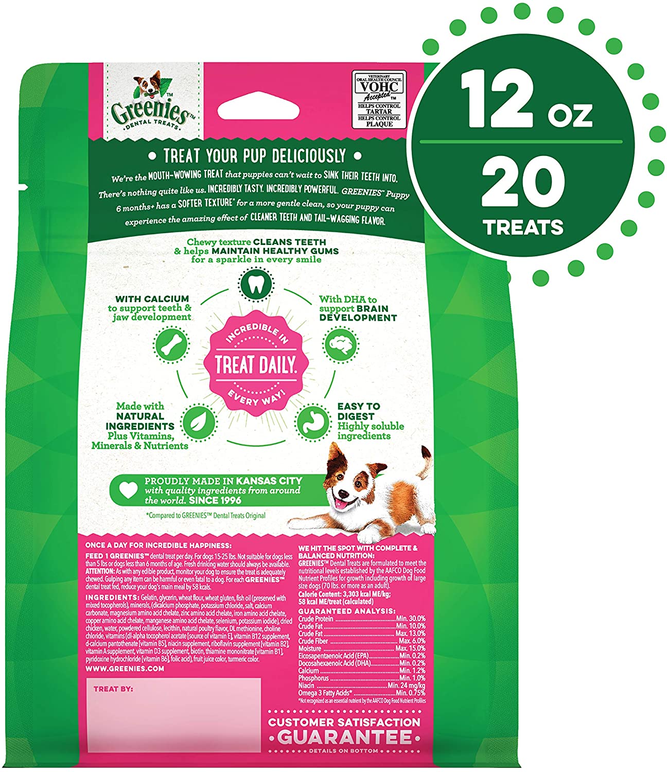 Greenies Puppy Petite Treat Pack Dental Dog Treats - 12 oz  