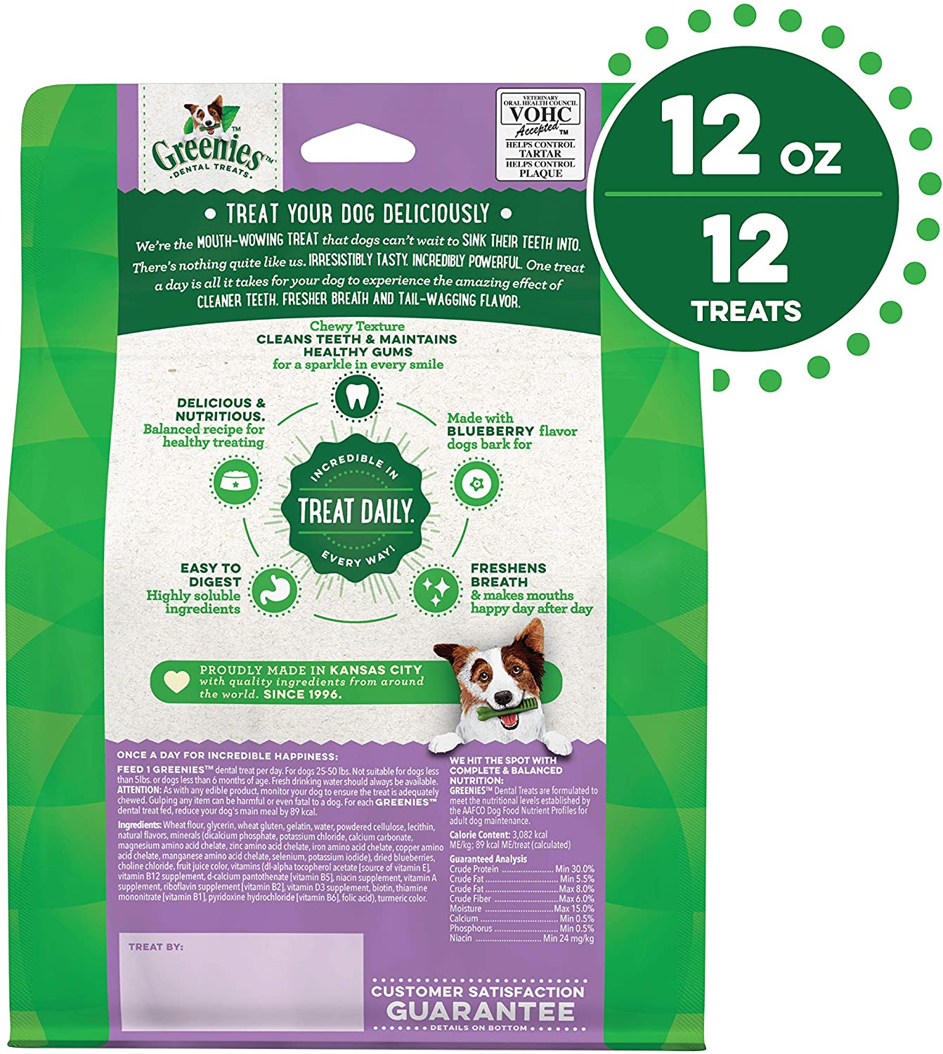 Greenies Regular Blueberry Treat Pack Dental Dog Treats - 12 oz  