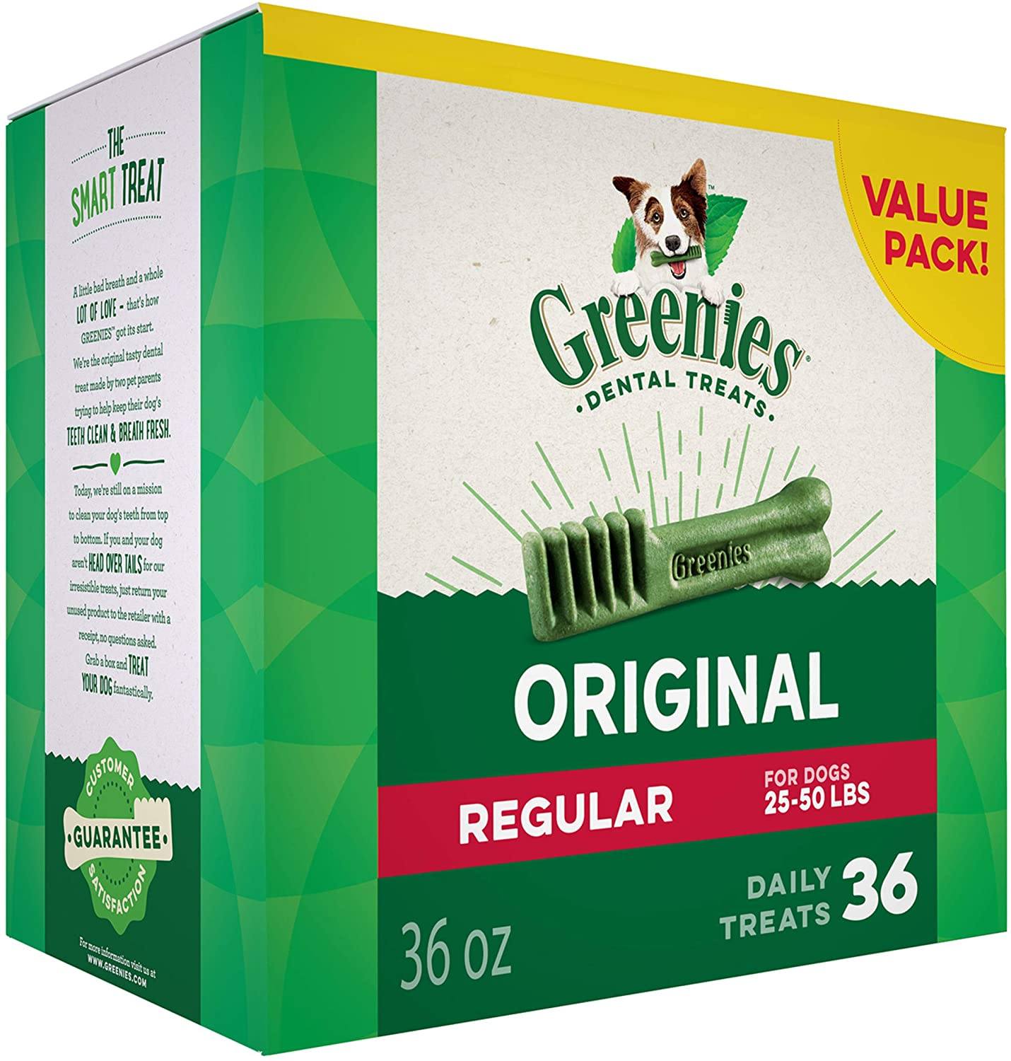Greenies Regular Value Tub Treat Pack Dental Dog Treats - 36 oz - 36 Count  