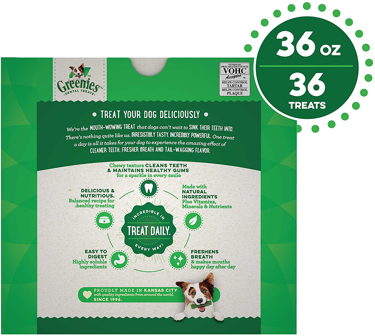 Greenies Regular Value Tub Treat Pack Dental Dog Treats - 36 oz - 36 Count  