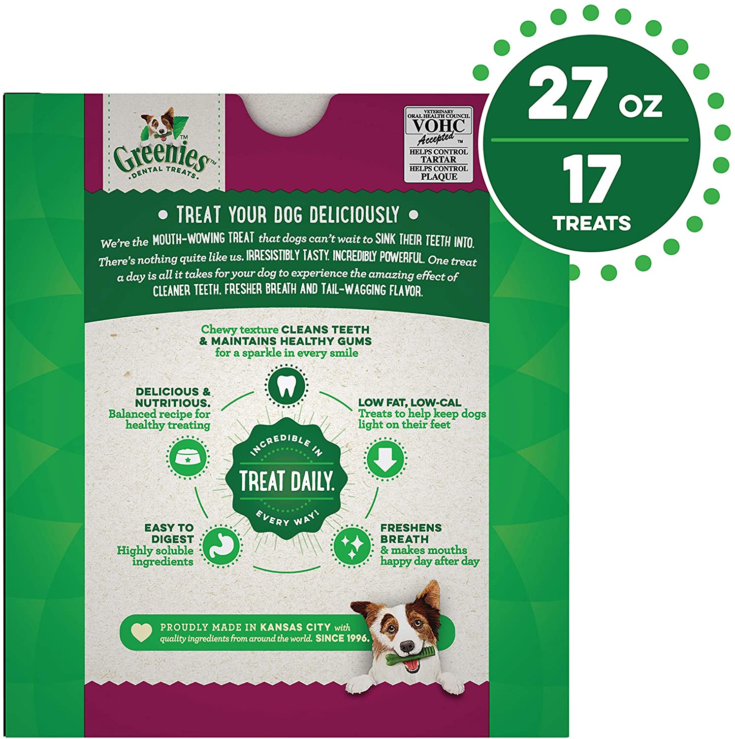 Greenies Weight Management Regular Tub Dental Dog Treats - 27 oz - 27 Count  