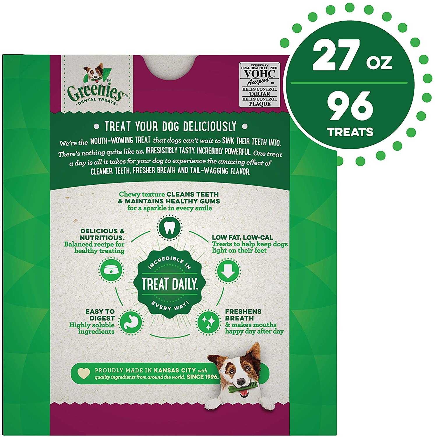 Greenies Weight Management Teenie Tub Dental Dog Treats - 27 oz - 96 Count  