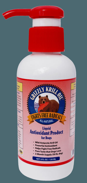 Grizzley Pet Products Grizzly Krill Oil Liquid Antioxidant Dog and Cat Supplement - 4 oz