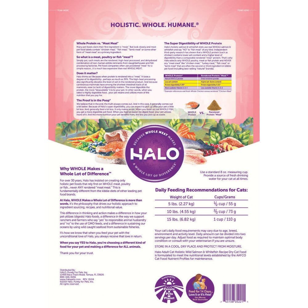 Halo Adult Holistic Wild Salmon & Whitefish Recipe Dry Cat Food  