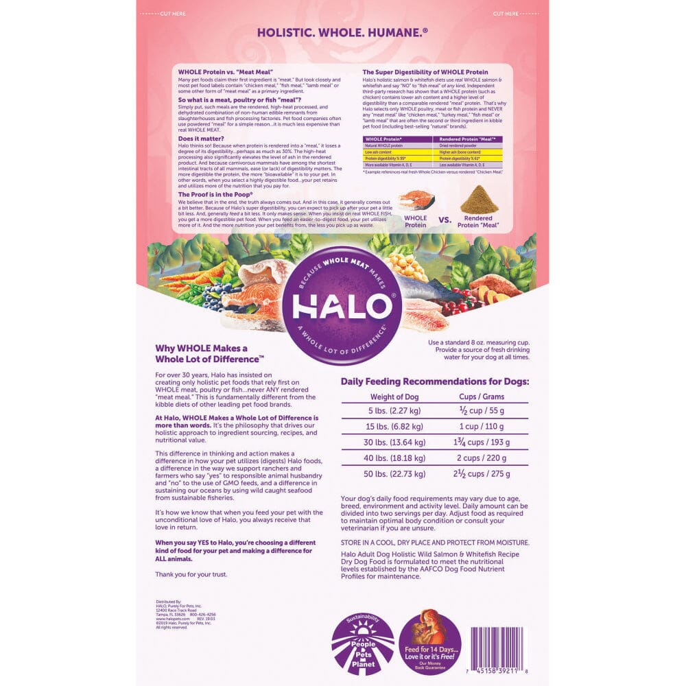 Halo Adult Holistic Wild Salmon & Whitefish Recipe Dry Dog Food  