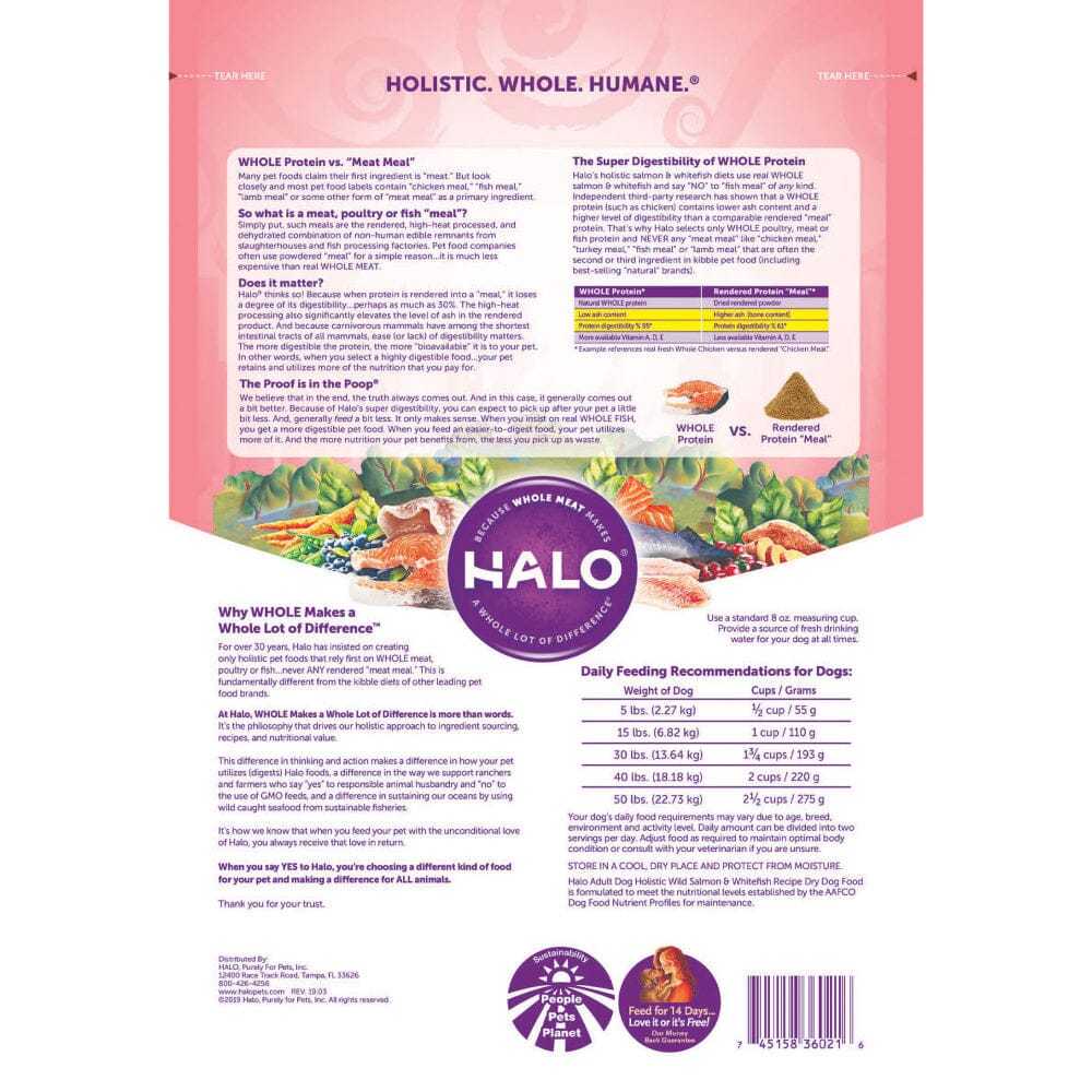 Halo Adult Holistic Wild Salmon & Whitefish Recipe Dry Dog Food  